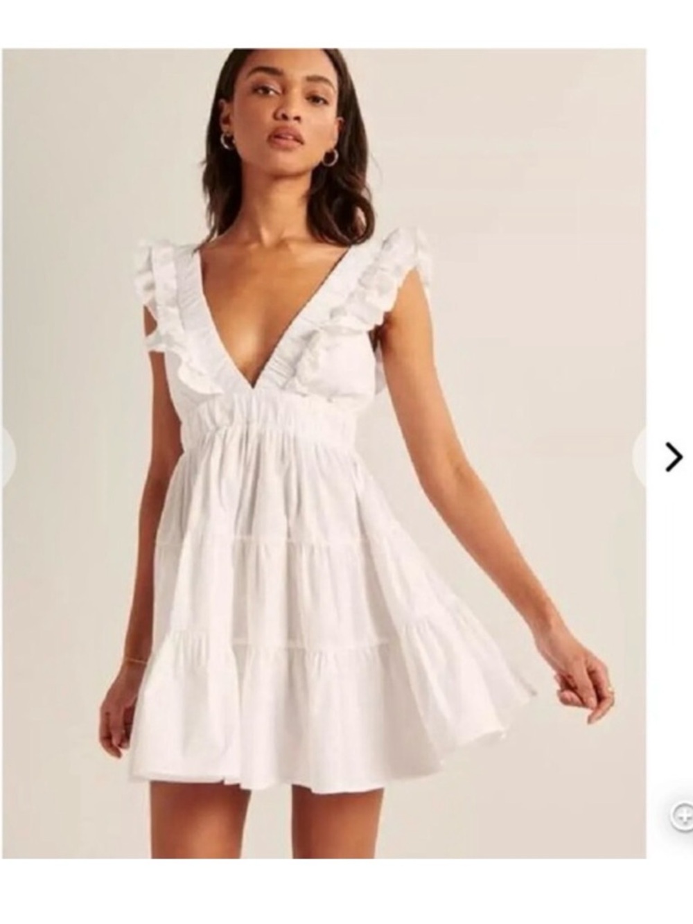 White Ruffle V-Neck Tiered Summer Dress